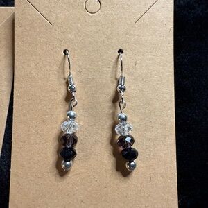 Crystal Drop Dangle Earrings in Black and Clear